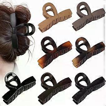 Fashion Bow Hair Claw Clips 7 Pack 41 Inches NonSlip Large Hair Clips for Women Matte Tortoiseshell and Neutral Colors Hair Bo
