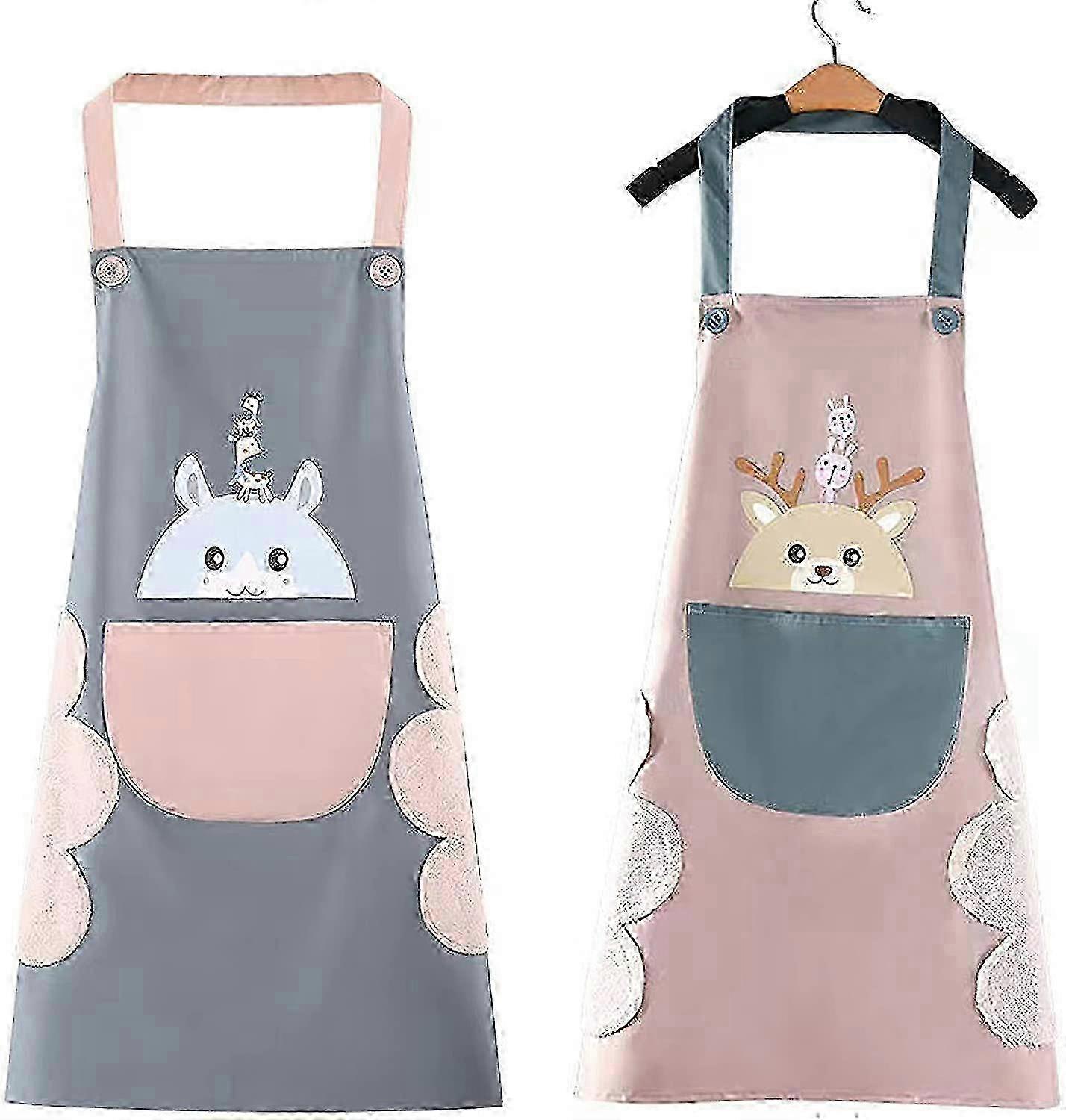 2pcs Women's Aprons, Kitchen Apron Is Adjustable, Waterproof, With Wipeable