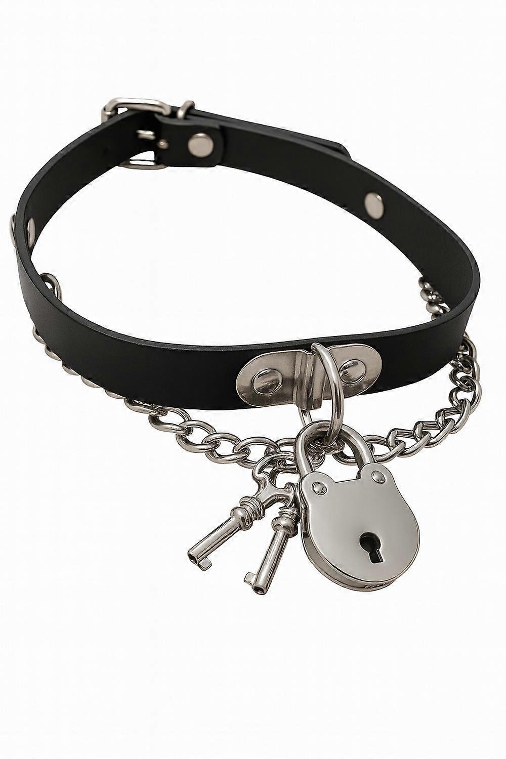 Black choker with chain and padlock