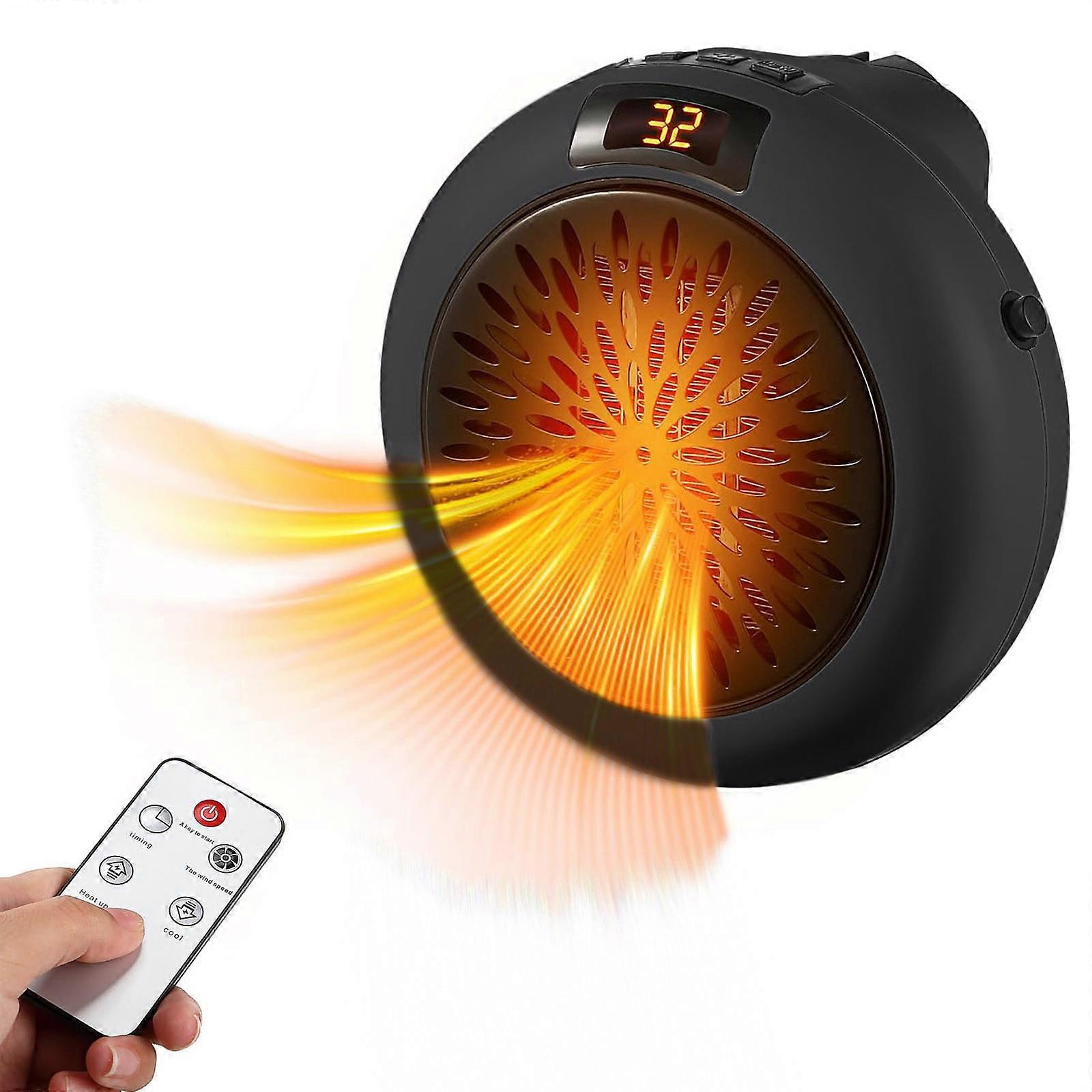 500W Portable Space Heater for Small Rooms, Adjustable Thermostat & Timer, Quiet & Overheat Protection, LED Display for Bedroom or Desk Use