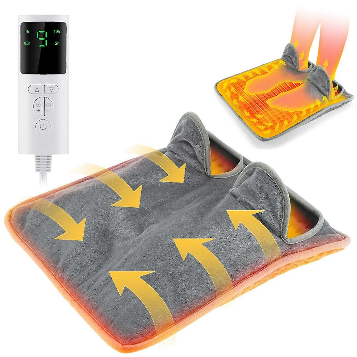 Electric Foot Warmer with 9 Heat Settings and 4 Timer Options, Remote Control, Washable, LCD Display for Full Body Relief