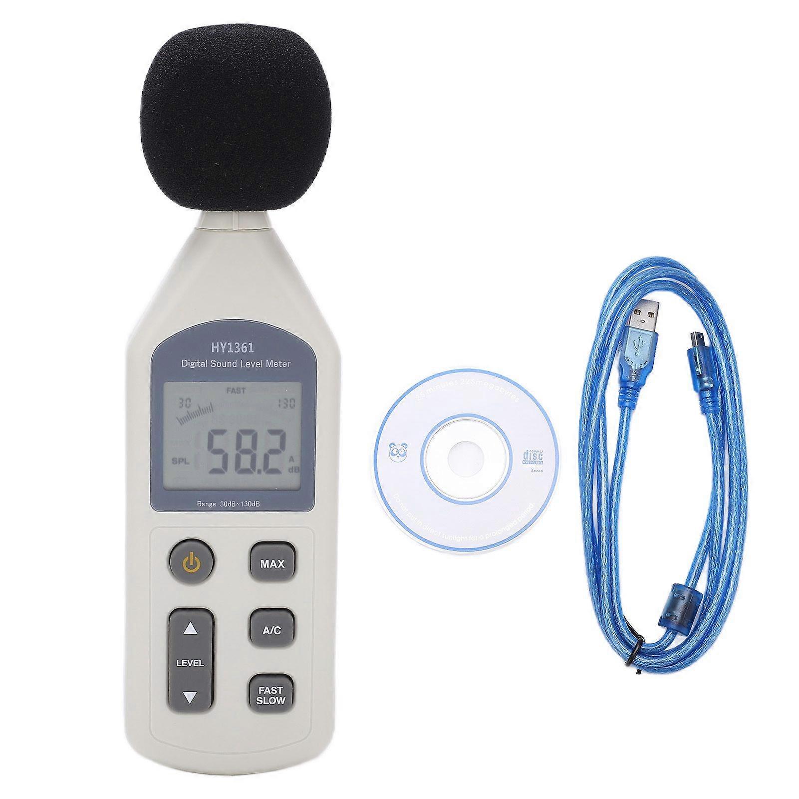 HY1361 Digital Sound Level Meter Handheld LCD Screen USB Decibel Monitor Noise Recorder 30130dBA 35130dBC