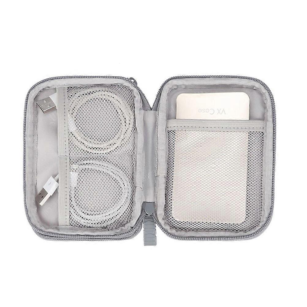 Earphone Handbag Data Cable Organizer for Storage 2Pcs Grey Multi-Function Storage Bag