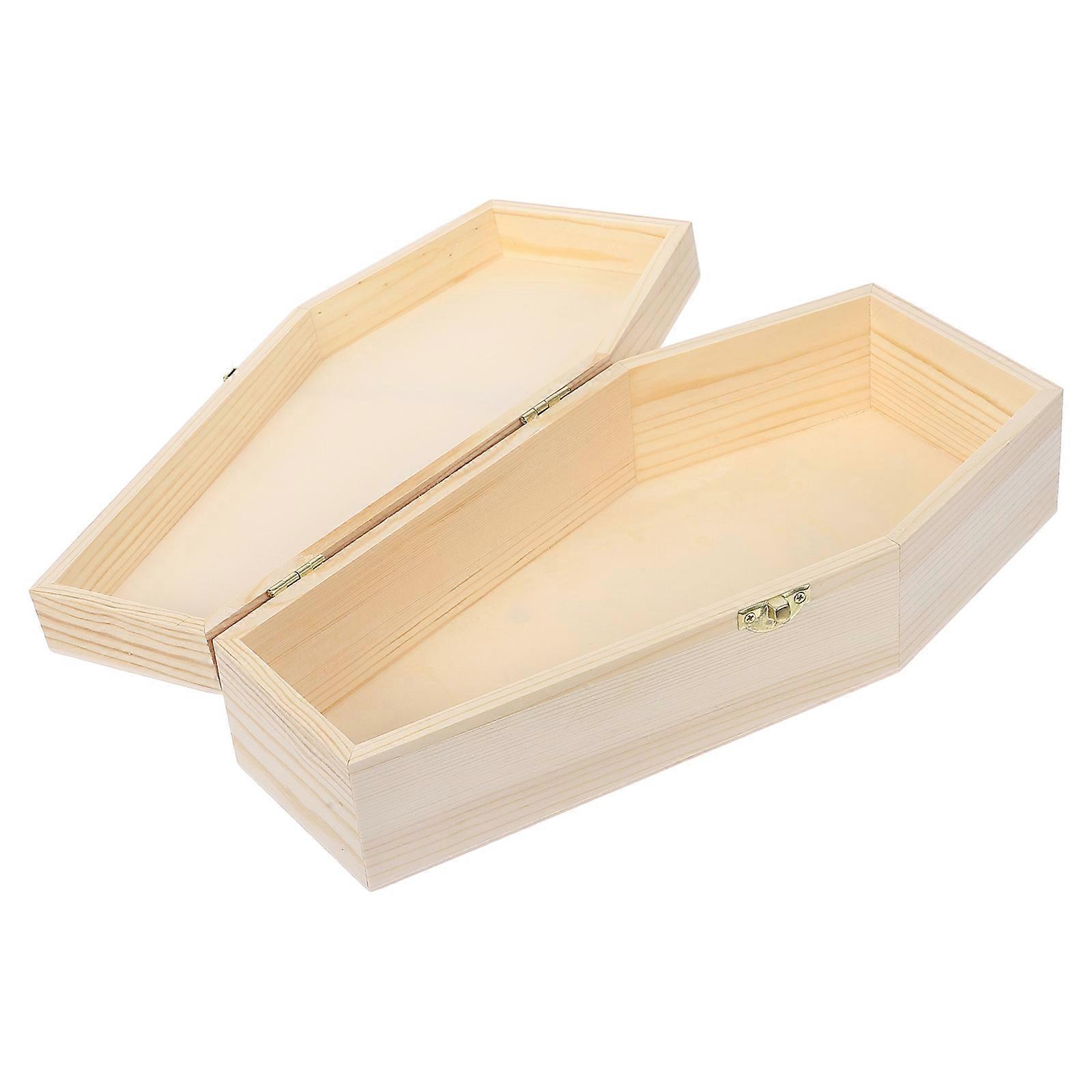 Large Wooden Coffin Candy Box for Storage 5Pcs with Hinged Lid