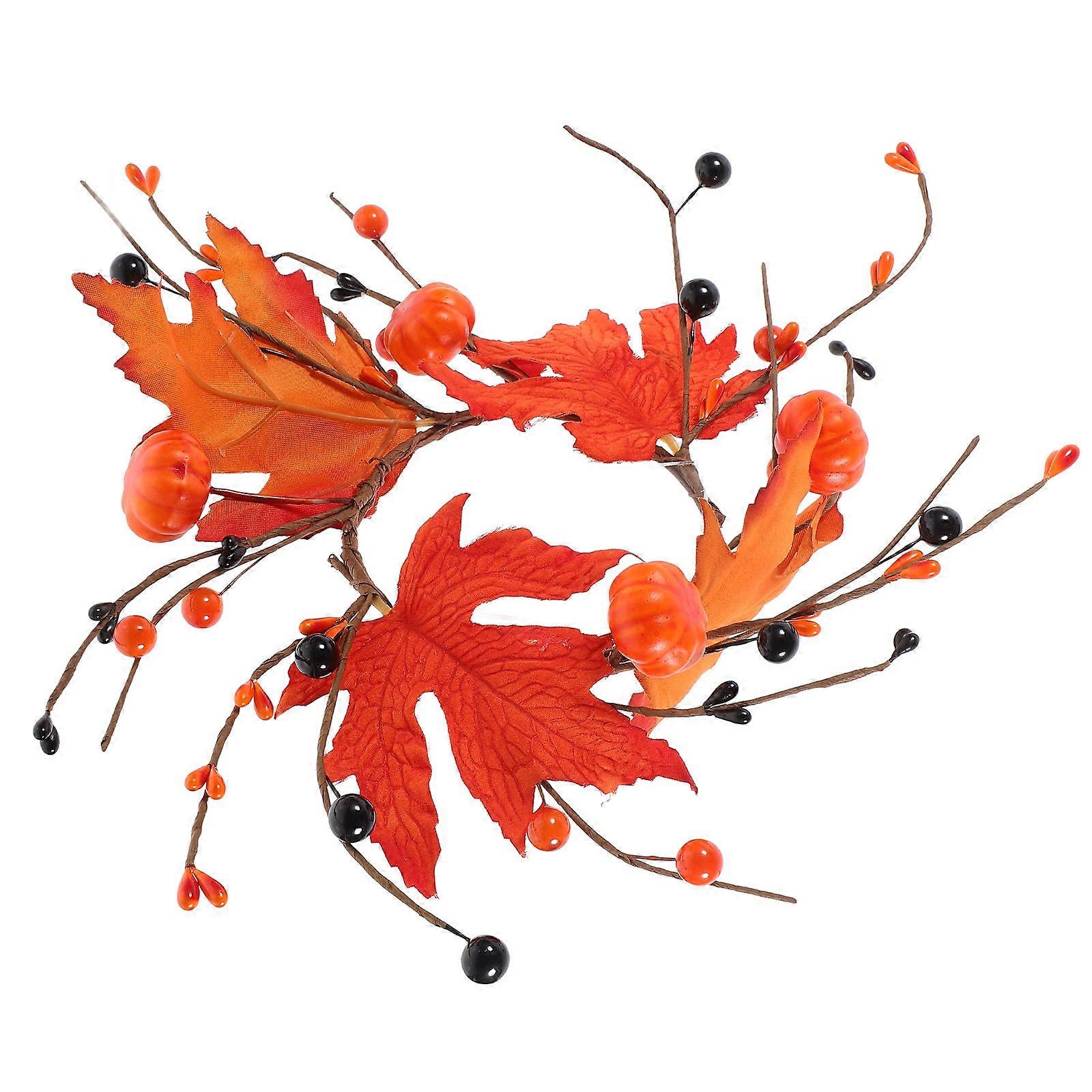 Thanksgiving Candle Ring Artificial Maple Leaf Candle Ring for Decor 5Pcs