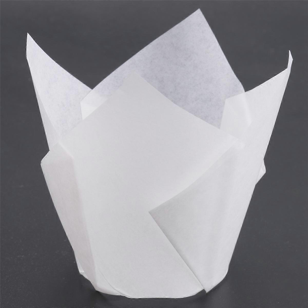 50 Pcs Tulip Cupcake Liners,Tulip Baking Paper White