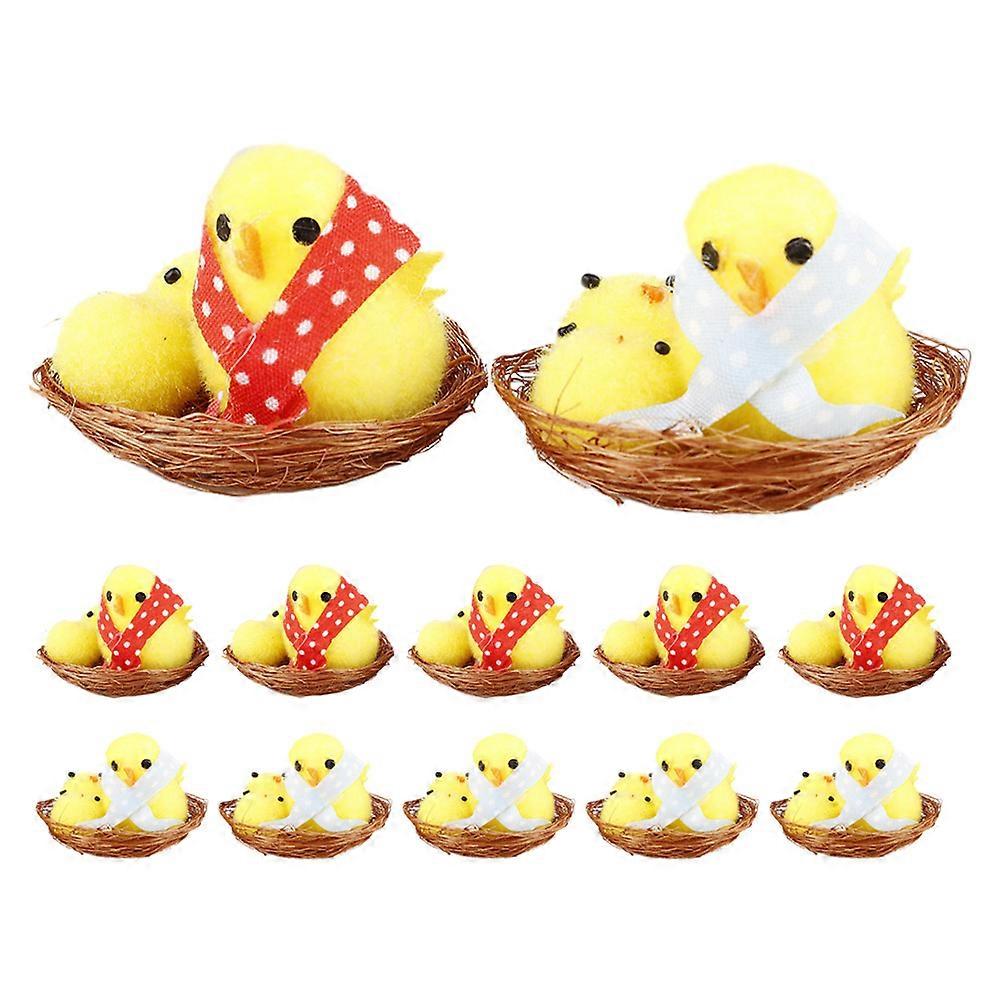 Easter Chick Decoration Mini Fluffy Chicken for 48Pcs Party Setup