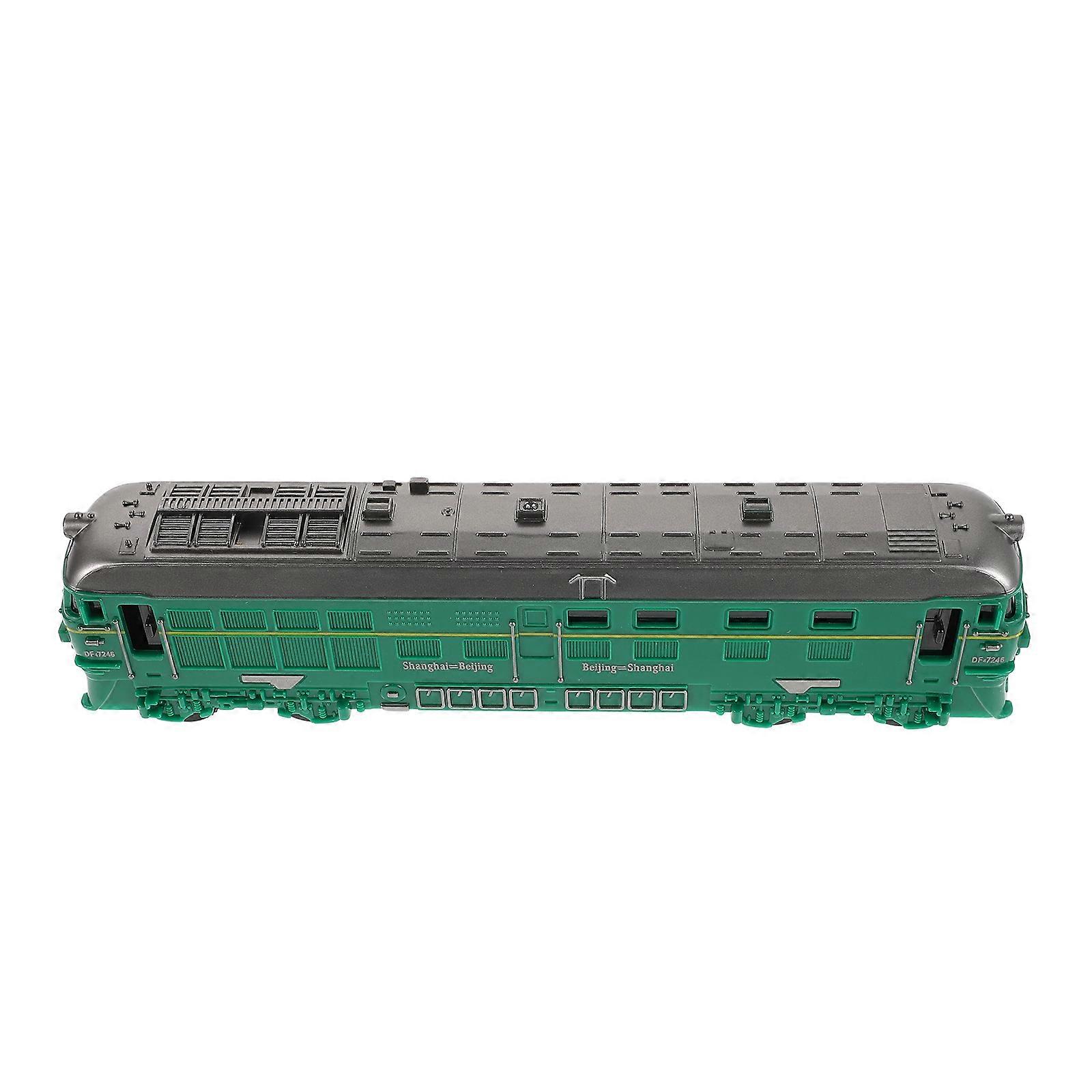 Vintage Style Green Train Toy for Kids with Inertia Movement Simulation
