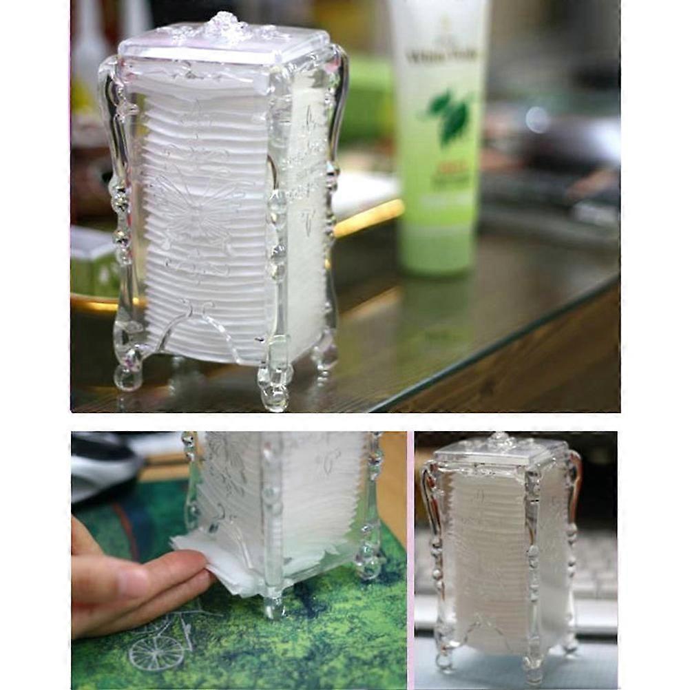 Makeup Cotton Storage Case Acrylic Vintage Style Pattern Holder with Cover