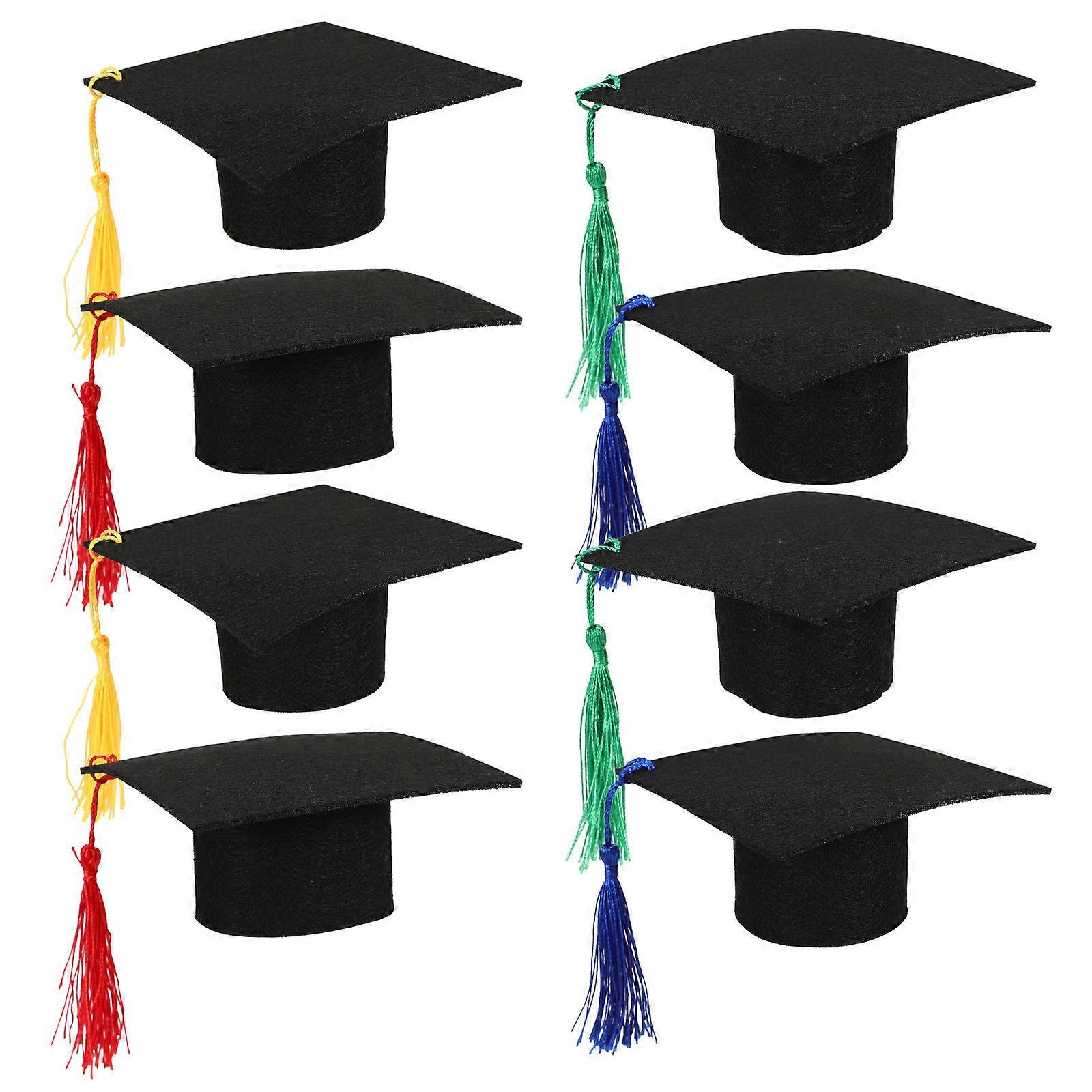 8Pcs Graduation Cap Bottle Topper Assorted Color Hats Decoration Gift for Graduates