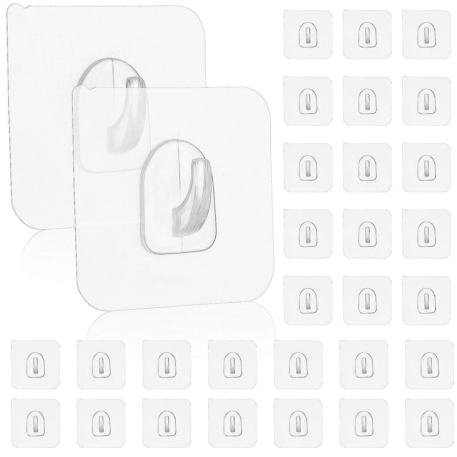 60Pcs Transparent Self Adhesive Wall Hooks for Hanging in Bathroom Kitchen
