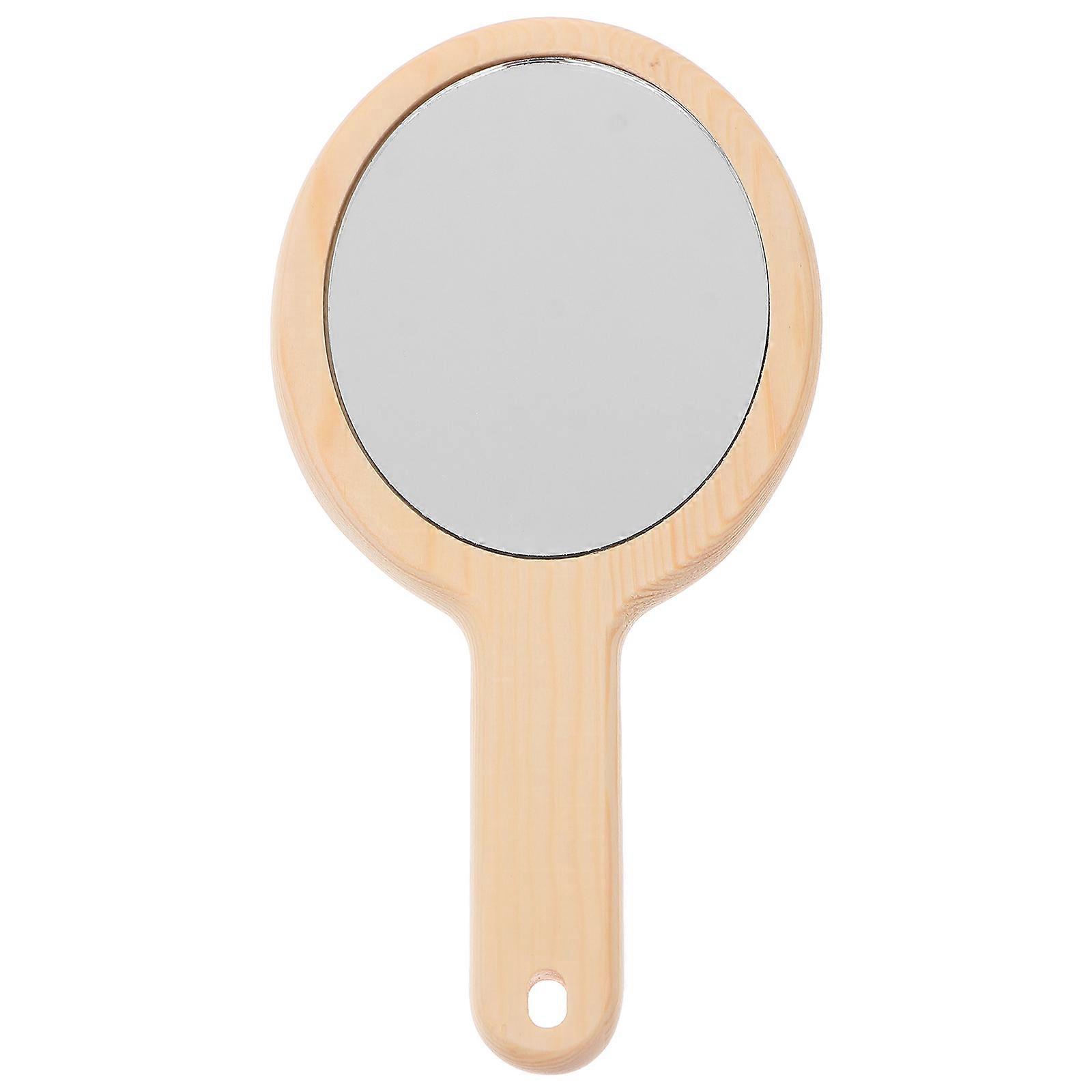 Travel Vanity Mirror Handheld Makeup Use Retro Wooden Design Multi Color Perfect For Home Use 1Pack