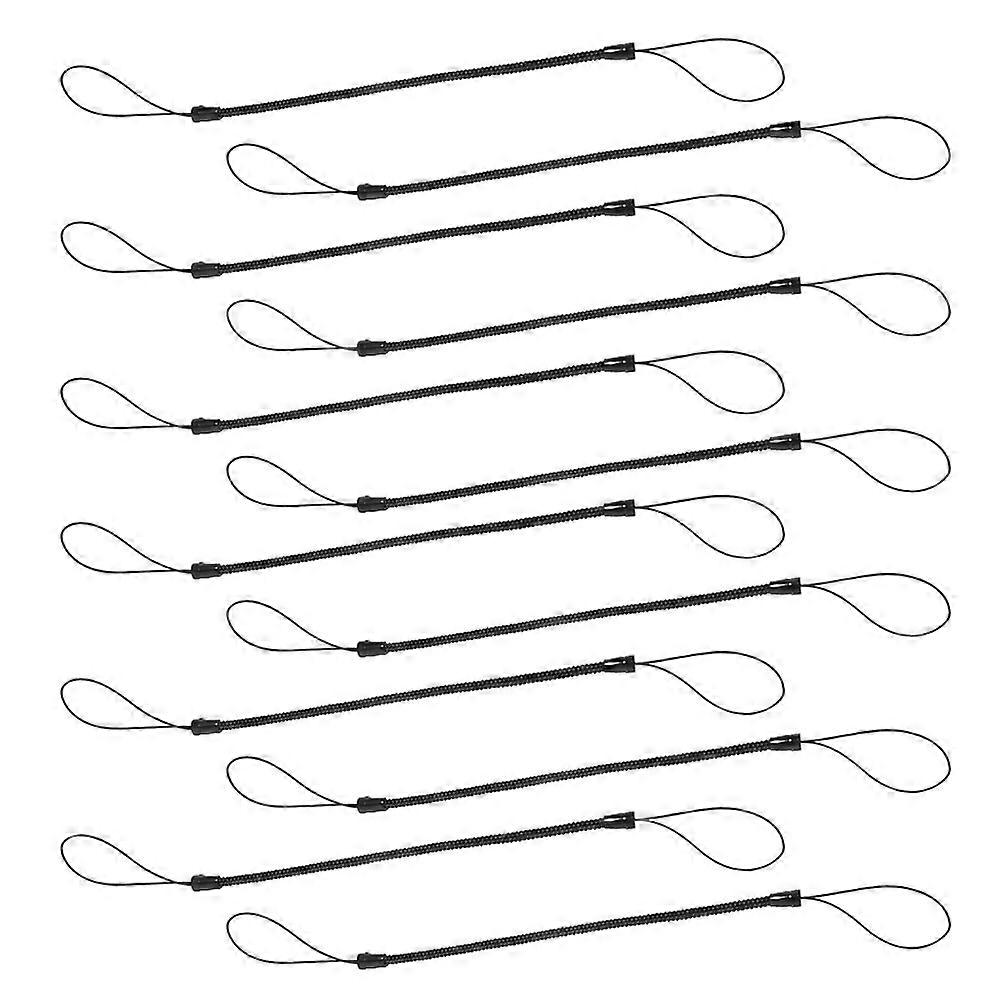 Pen Tether Anti Lost for Office Work Black Nylon and Pvc Material with Retractable Spring Cord Set 15Pcs