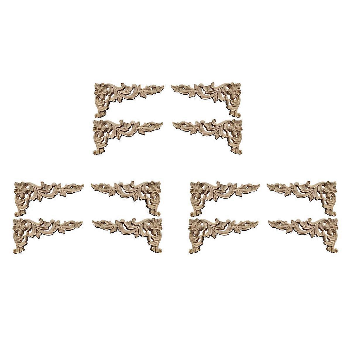 4Pcs/Set Wood Carved Corner Onlay Applique Unpainted Frame Cupboard B