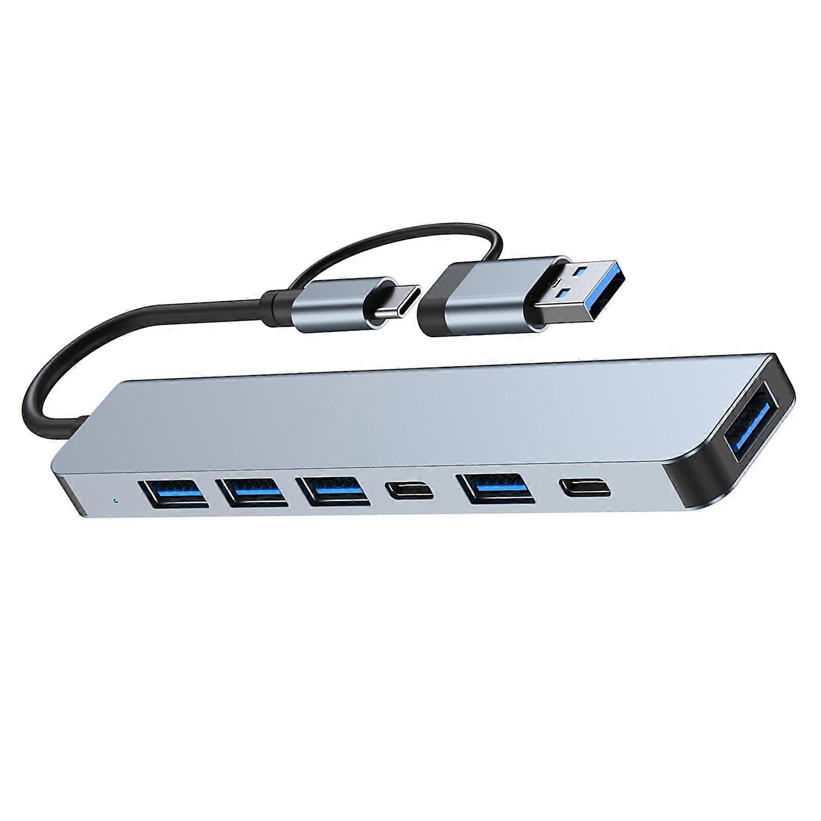 7 in 1 USB C Hub with 4 USB 2.0 Ports Aluminum Alloy for Mouse PC Keyboard