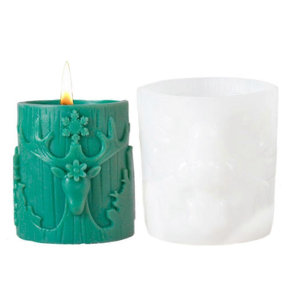 Christmas Silicone Candle Mold Set with Reindeer Tree Snowflake Cylinder Designs for DIY Aromatherapy Soy Wax Crafts