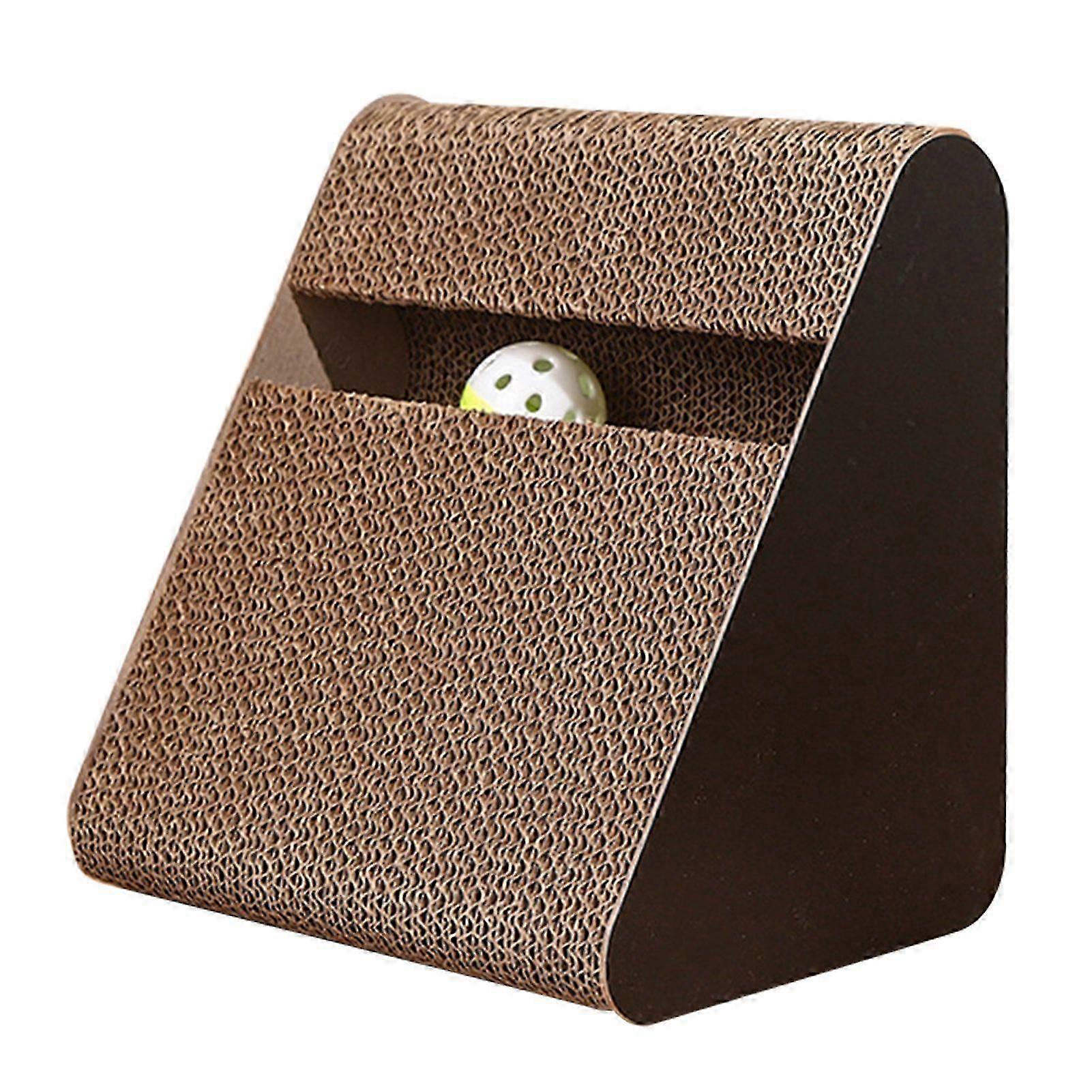 Triangle Cat Scratcher with Rotating Ball, Vertical Cats Scratching Post, Cardboard Cat Scratching Board Interactive Fun Grinding Cat Toy