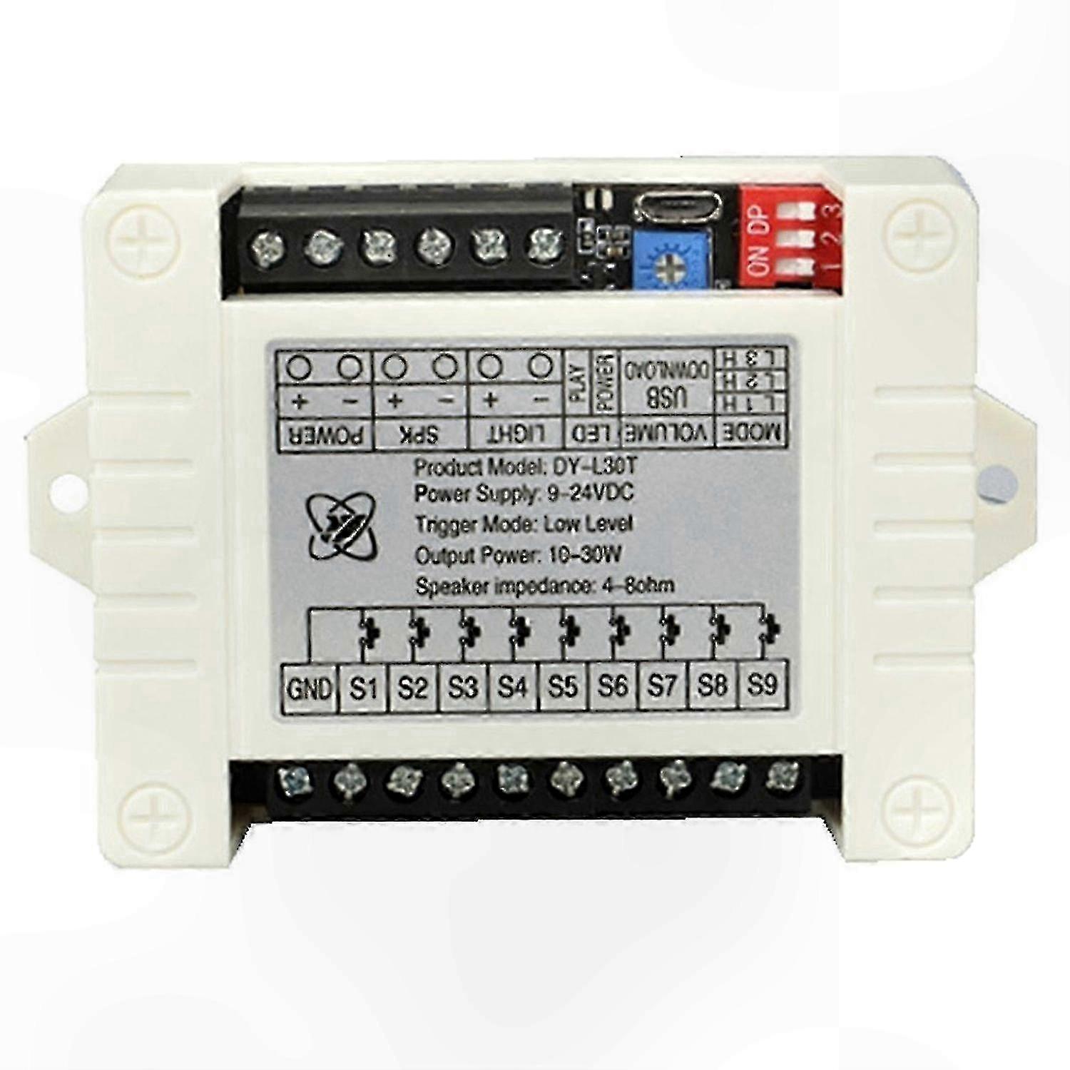 30W o Playback Module with 9-Track Trigger Player and Amplifier Board, Supports up to 32GB TF Card