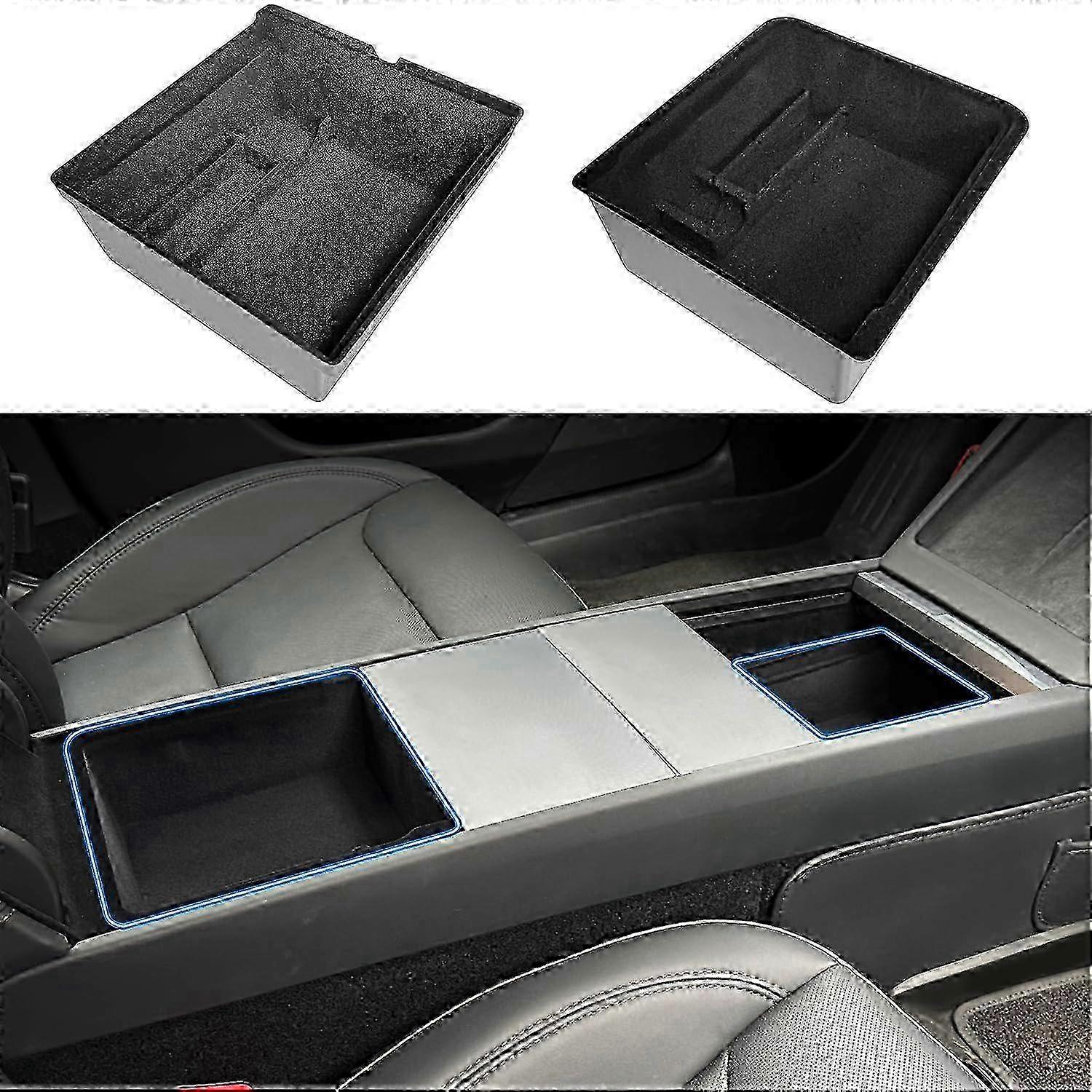 Center Console Organizer for Model 3 Highland Flocked Tray Storage Box for Tesla Model 3 Highland Accessories(2PC) miao8