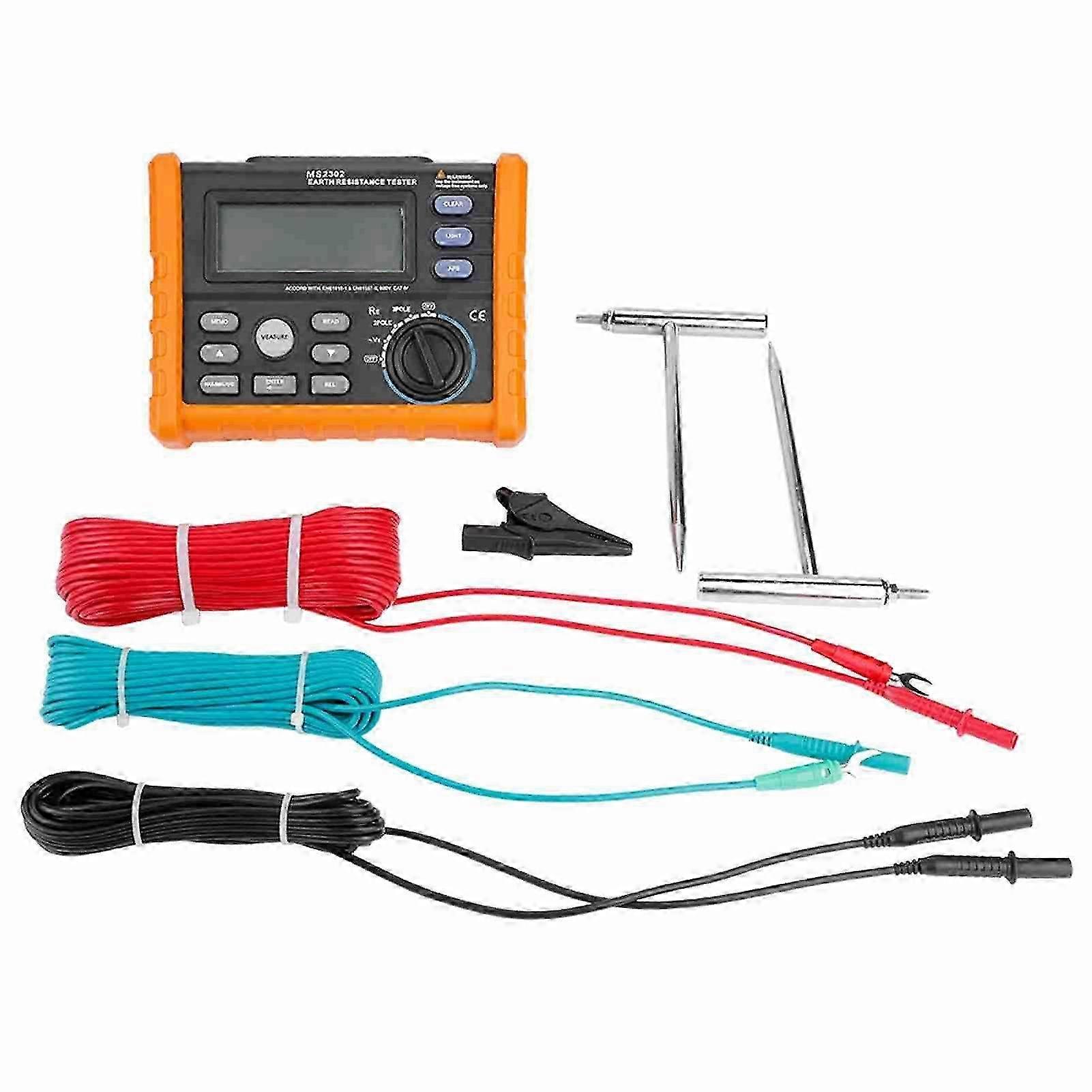 PEAKMETER MS2302 Digital Earth Resistance Tester 0 ~4K Ohm 100 Groups Data Logging