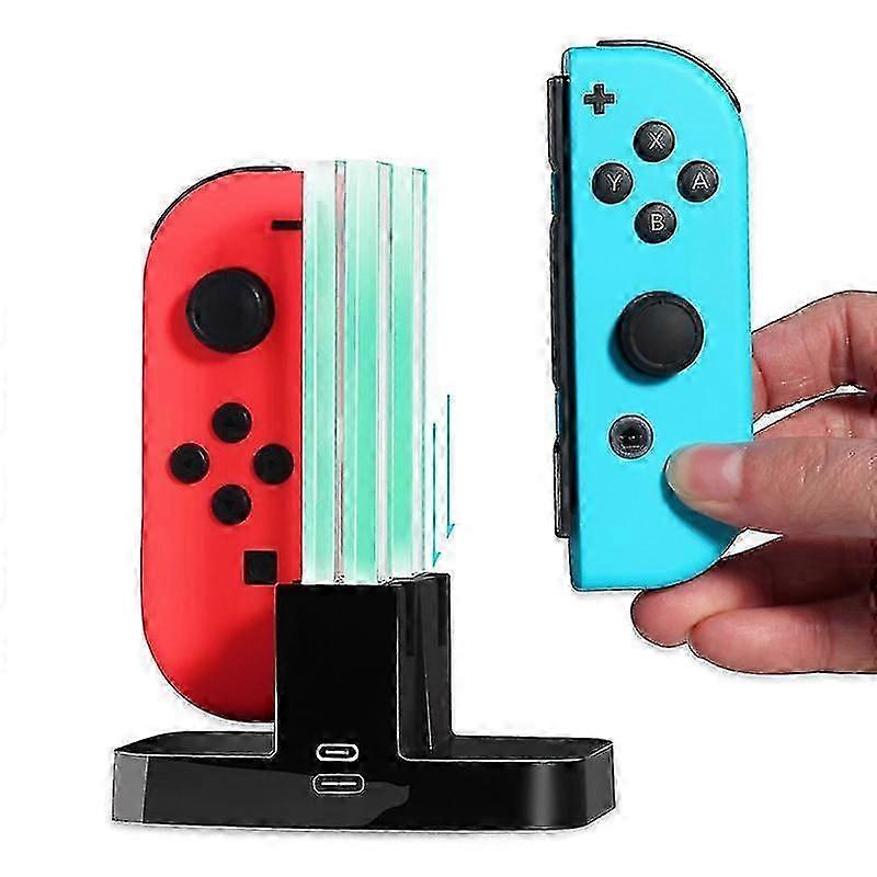 Charging Dock for Nintendo Switch Joy-Con and OLED Controllers: Lamppost LED Indicator for Easy Charging