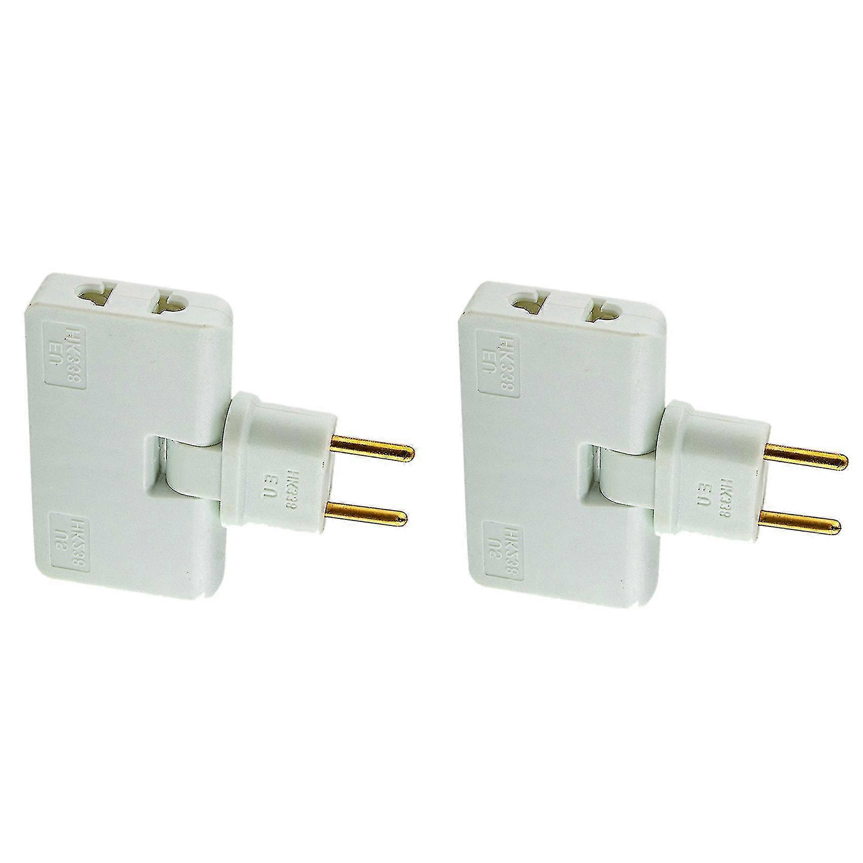 2x Rotate Eu Plug Converter 3 In 1 Rotatable Outlet Extender 180 Degree Mini Outlet Adapter 25-26s