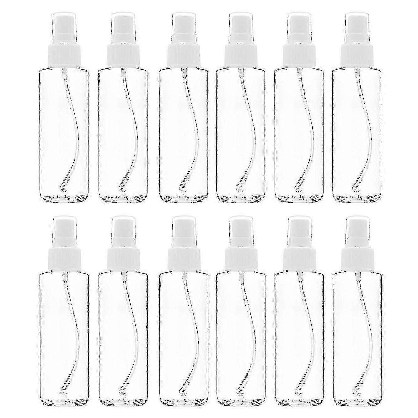 Pacote com 12 Garrafas Finas Transparentes de 120 Ml com Tampa de Bomba, Reutilizáveis para Viagens e Óleos Essenciais