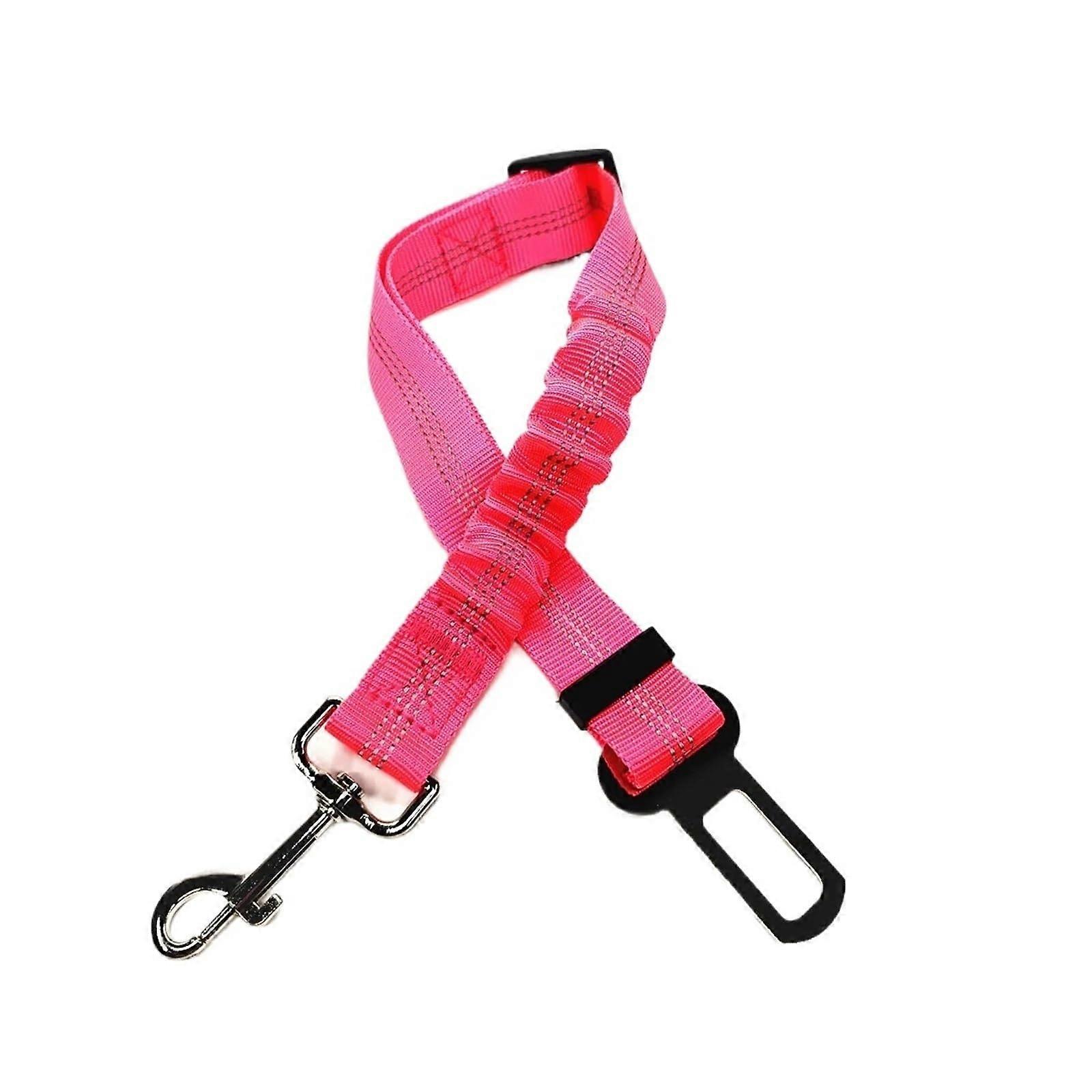 Retractable Dog Leash Harness Elastic Buffer Reflective Traction Rope Car Seat Belt Compatible Rose Color Adjustable