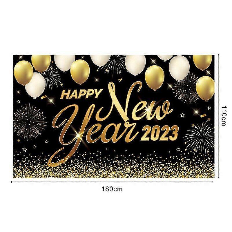 שחור זהב ראש השנה תפאורה רקע בד כרזה חגיגת שנה טובה תפאורה 2023 קישוטי חג מולד עליזים לבית