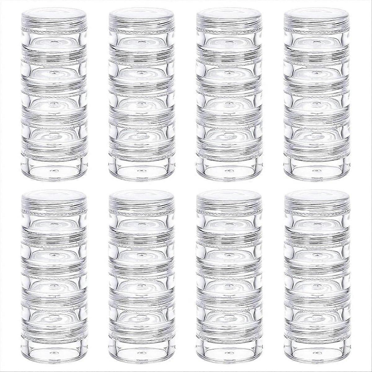 5G/5ML Stackable Round Plastic Containers 8 Column Bead Storage Jars