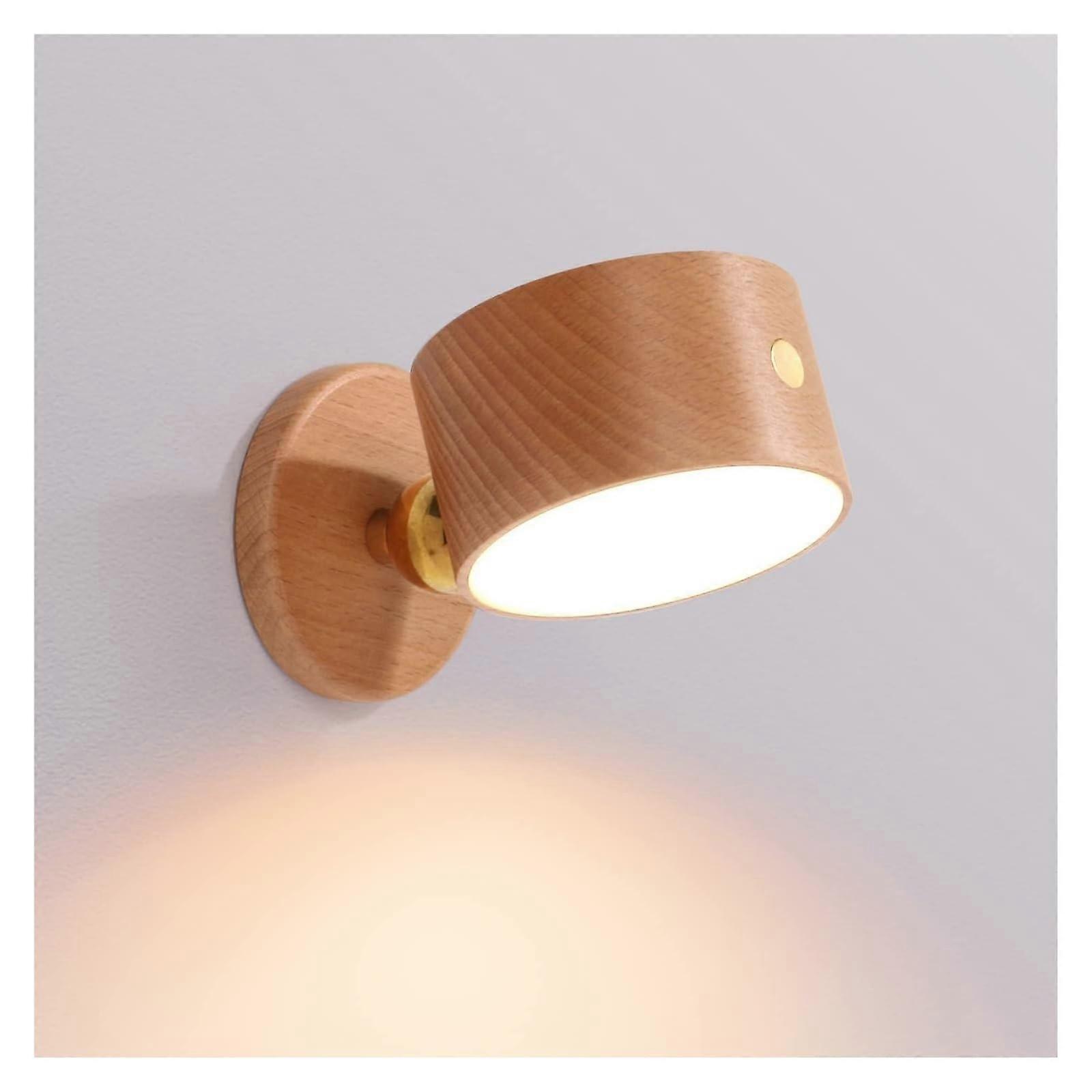 Wall Lights Sconces USB Rechargeable Reading Lamp, Wooden Wall Light, Wall Mount Sconce With Touch Sensor