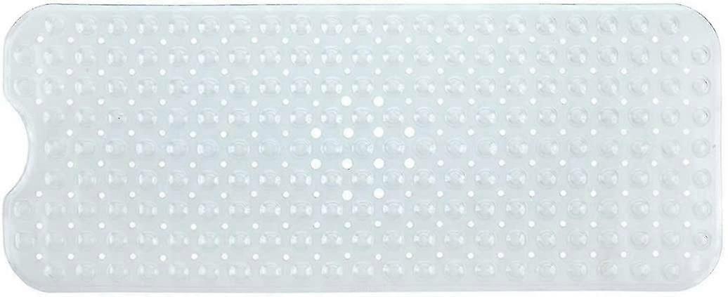 滑り止めバスマット、カビ耐性、エクストラロング、抗菌、bpa、ラテックスフタル酸エステルフリー、洗濯機で洗える、子供に最適、39x16in透明