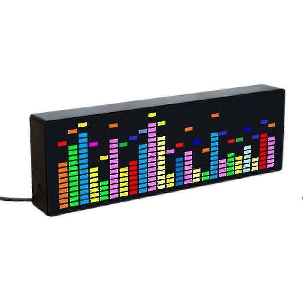 Led Music Spectrum Rhythm Lights Voice Sensor 1624 Rgb Level Indicator With Clock Display(wire Cont
