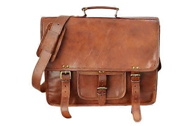Generic Unisex Adjustable Leather Compact Laptop Bag, Brown, 1-Piece