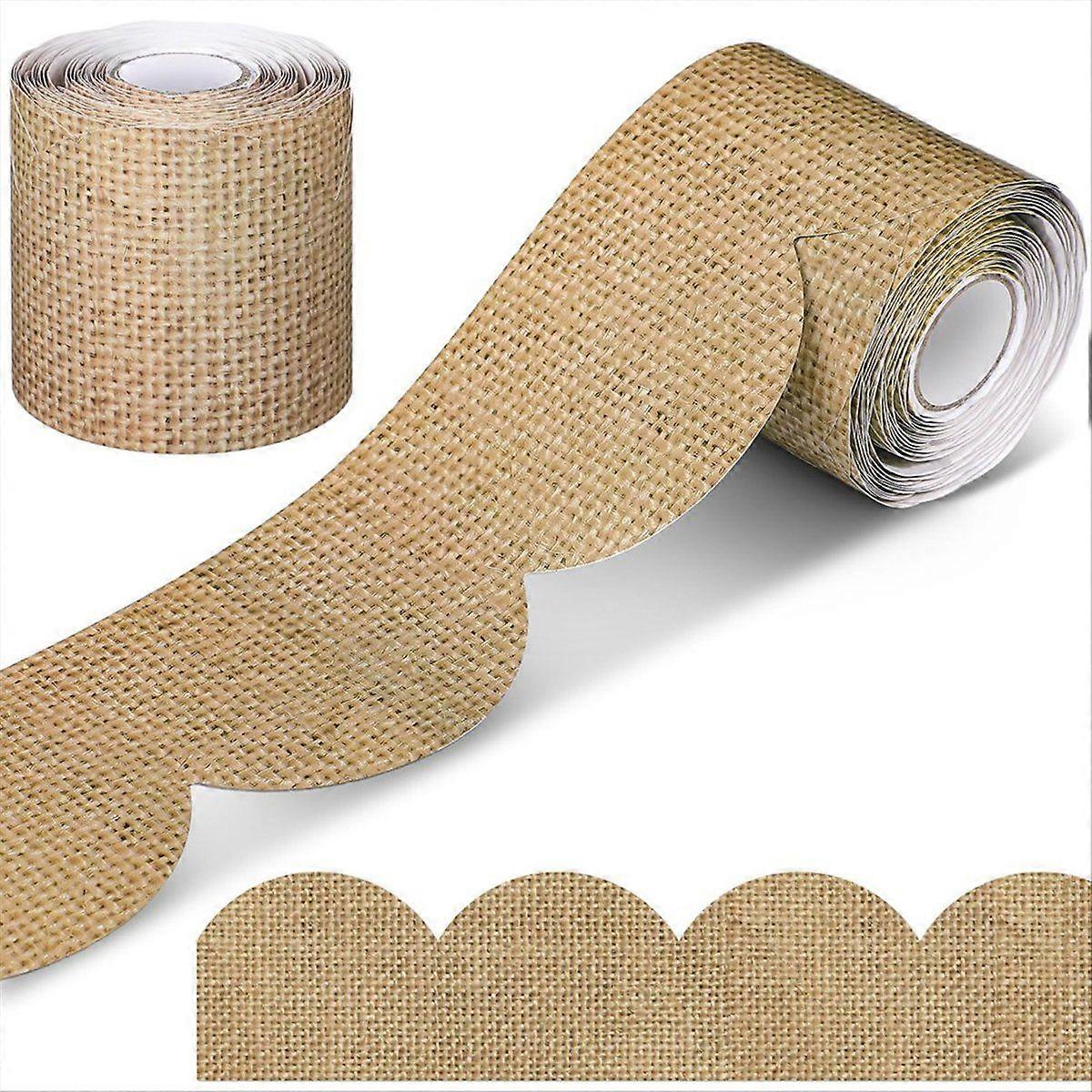 65.6 Feet Burlap Scalloped Bulletin Board Borders Scalloped Rolled Border Trim Decorations for Back