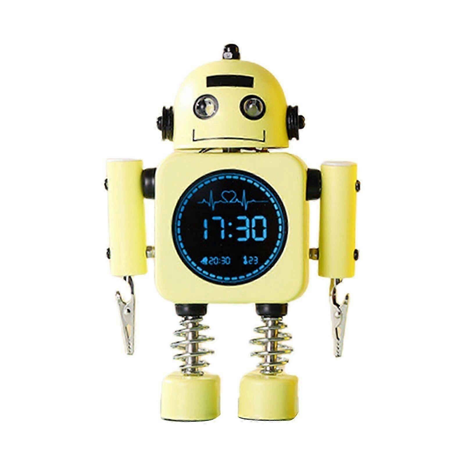 Robot for Smart Digital Alarm Clock with Snooze Mode Temperature Displaying for Girls Boys Wake Up Bedroom for Time Clocks Decor Children Gift