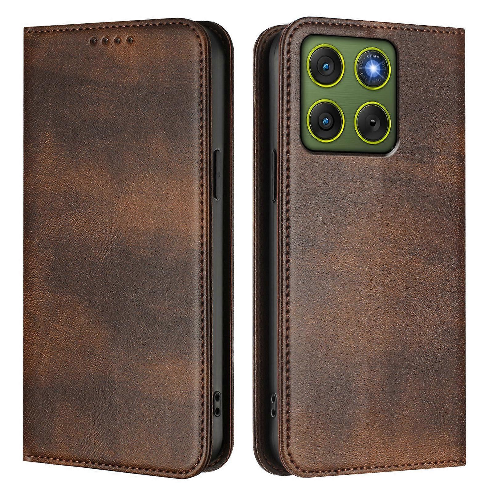 Custodia a portafoglio in pelle con texture retrò e RFID compatibile con Motorola Edge 70 5G