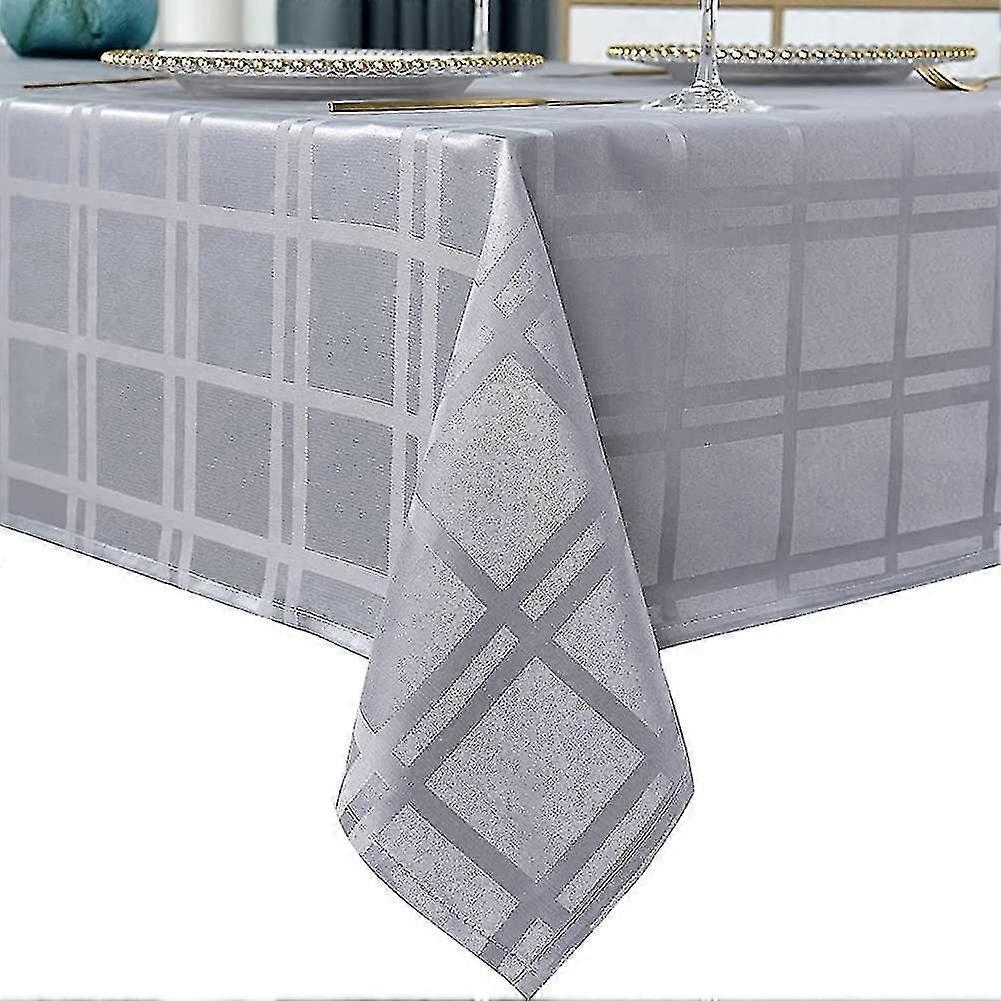 Rectangle Tablecloth Plaid Style Polyester Table Cloth Spillproof Wrinkle