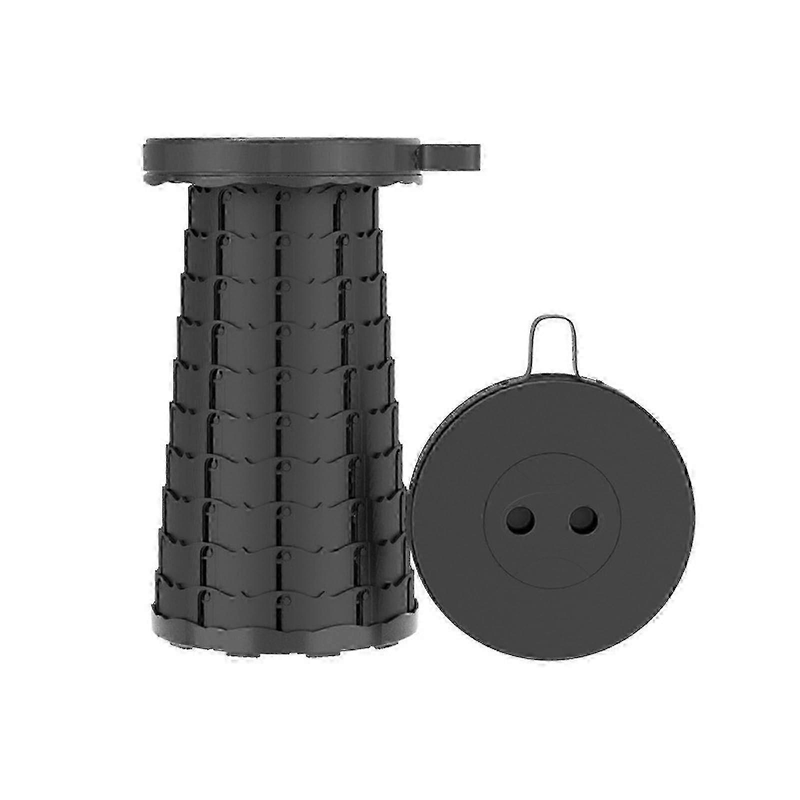 Foldable telescopic camping stool, load capacity of 400 lbs, portable, adjustable (Black)