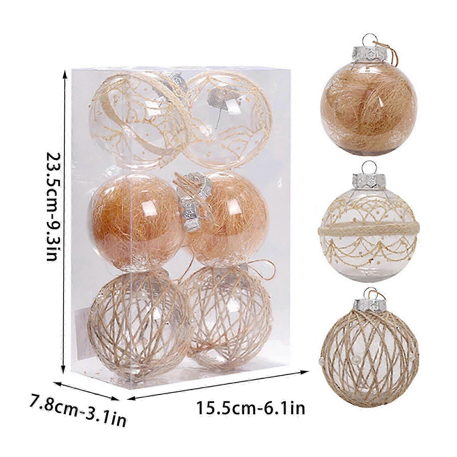 Shatterproof Christmas Ornaments Set of 6 for Tree Decorations, 8cm