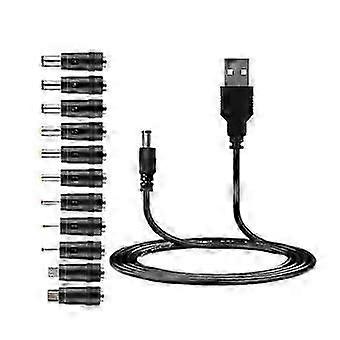 5V USB to DC5521 Power Cable Cord Support Charging Includes 12 Connector Tips