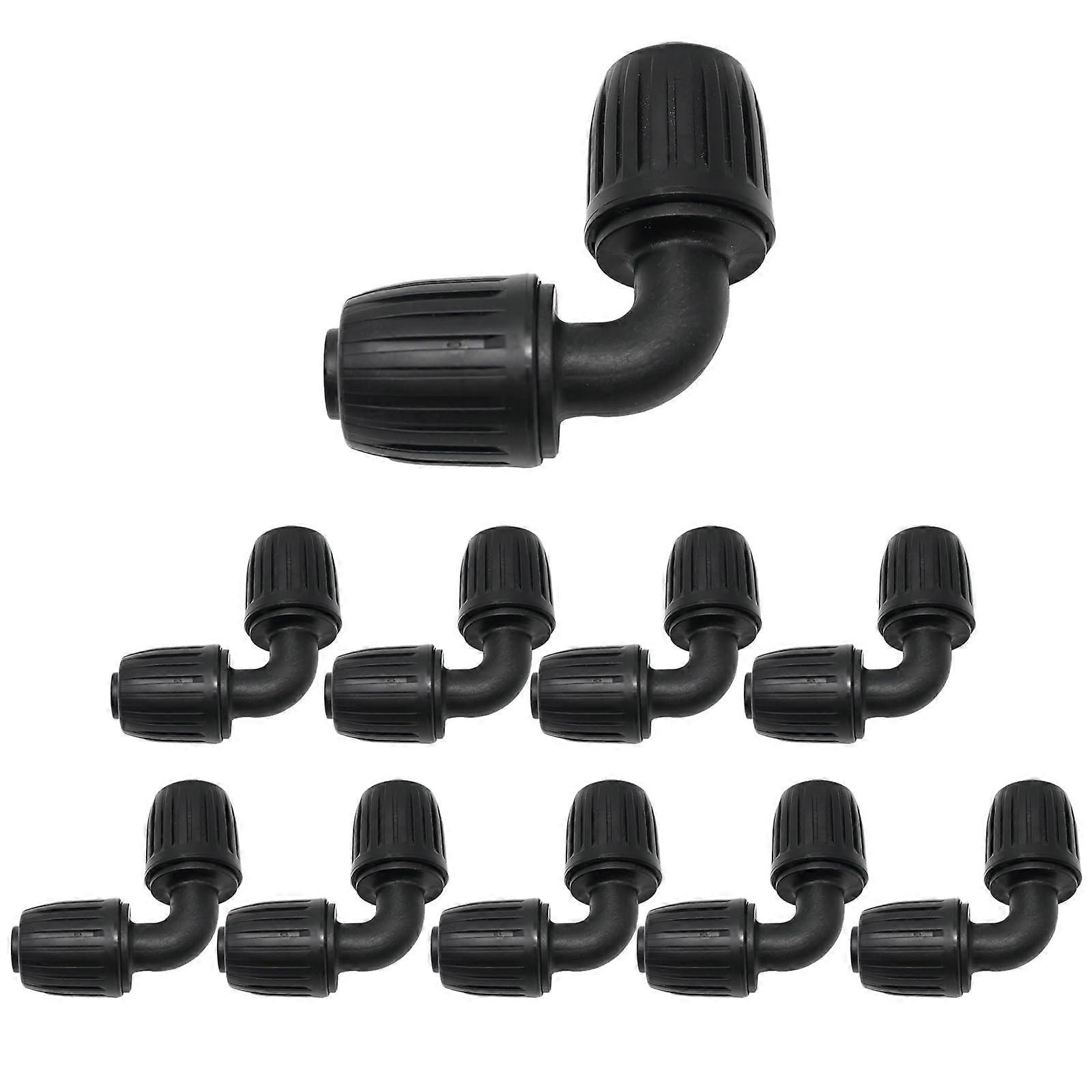10pcs 1/2 Inch Drip Irrigation Elbow Connectors, Barbed Lock Fittings for Garden Tubing 90 Degree