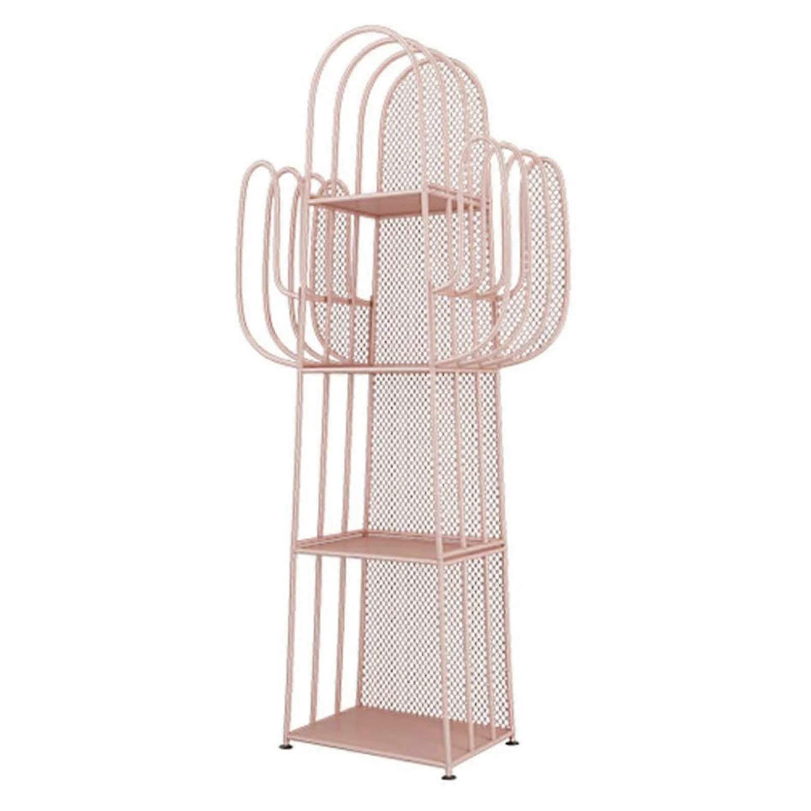 Bookshelf 4Tier Tall Metal Frame Book Display Stand for Kids and Adults, 59' Pink Floor Shelf