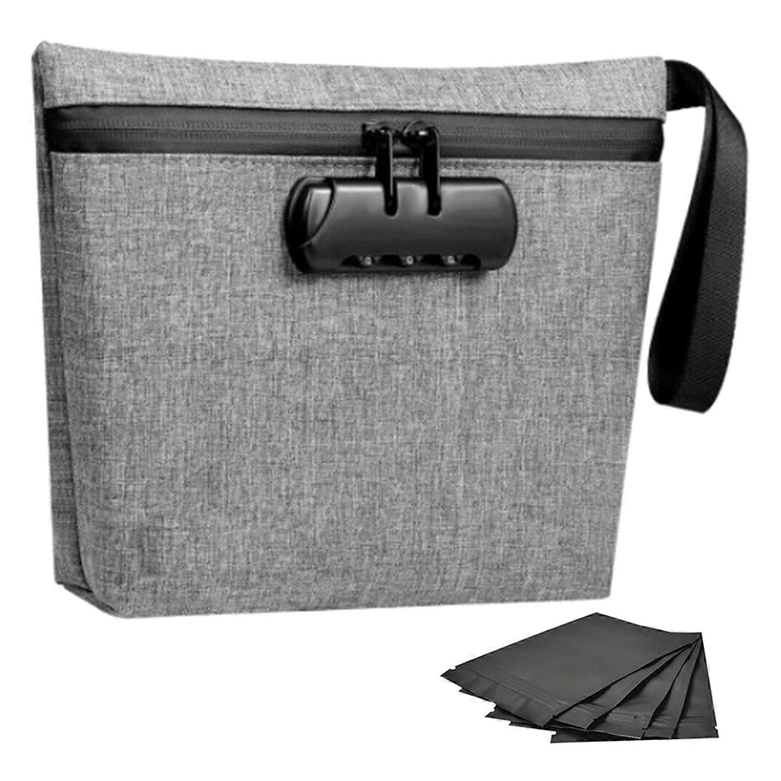 Tear Resistant Odor Blocking Bag Combination Lock Dense Case For Cash Visas Wilderness Exploration Storage  Grey