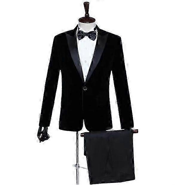 Fløjlsblazer til mænd Slim Fit Solid Habitjakke