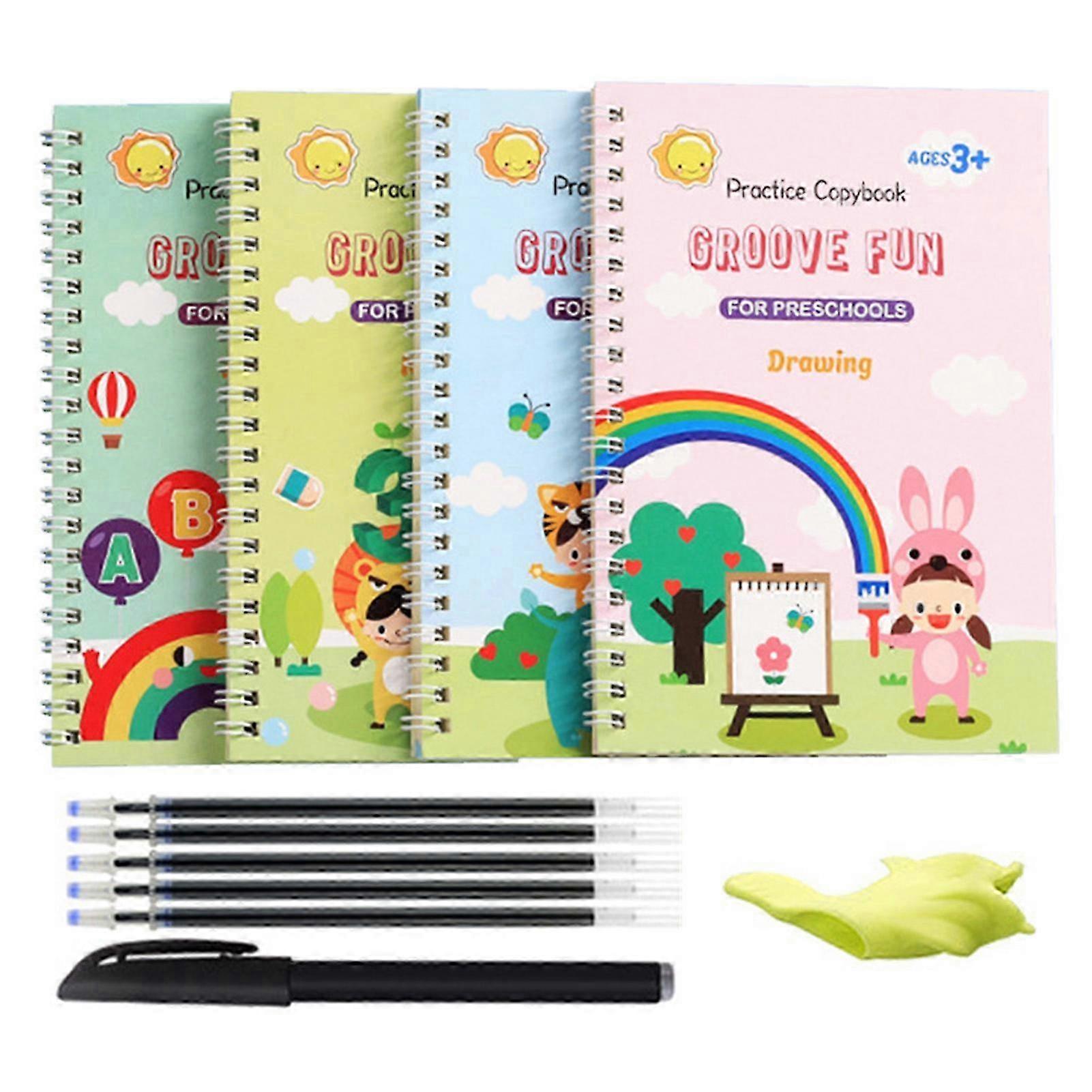 Reusable English Calligraphy Tracing Copybook for Beginner Adults Grooved design guides handwriting, easy learning. Home learning essential