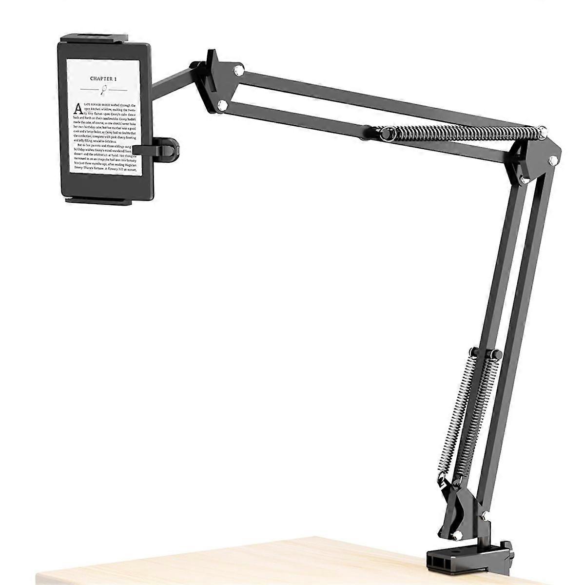 Hands-Free Bedside Tablet Holder with Auto Clicker, Adjustable Desk Arm Stand for Phone Tablets