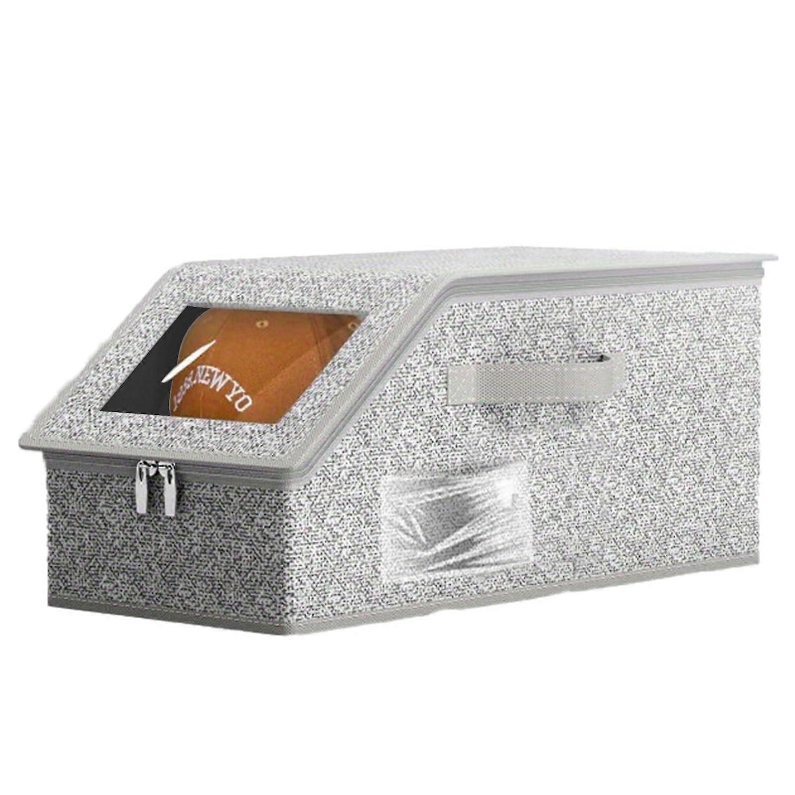 Stackable Baseball Cap Organizer with Large Capacity, Clear Window, Flip Lid for Hat Storage