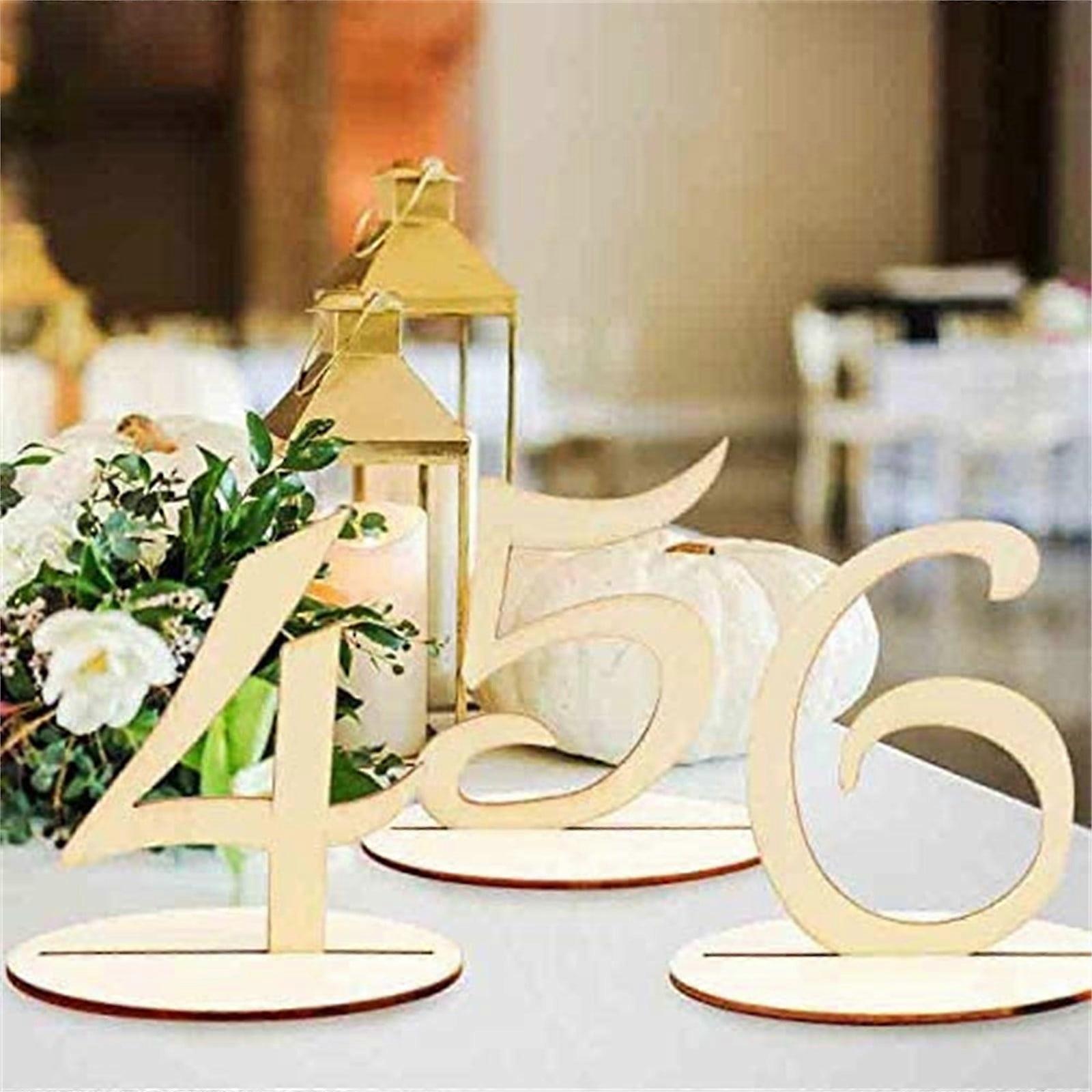 YiFudd Wooden Ecology With Bark Wedding 1-10 Digital Wooden Block Table Number Seat