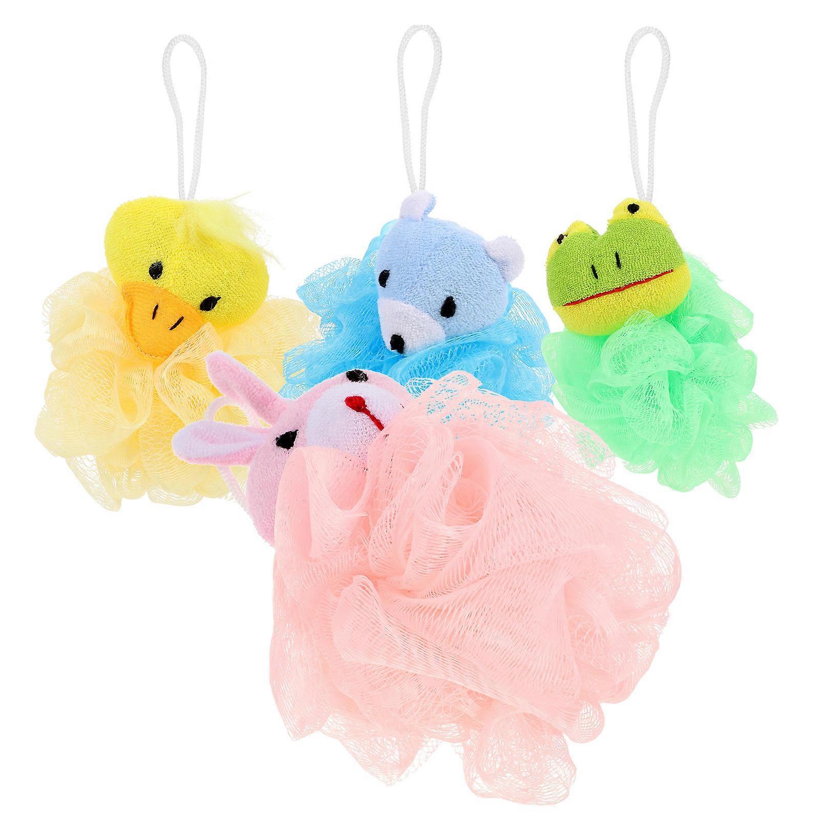 Loofahs Soft Bath Ball for Toddlers Bath Time with Assorted Color Pe Material for Body Loofah 4Pcs